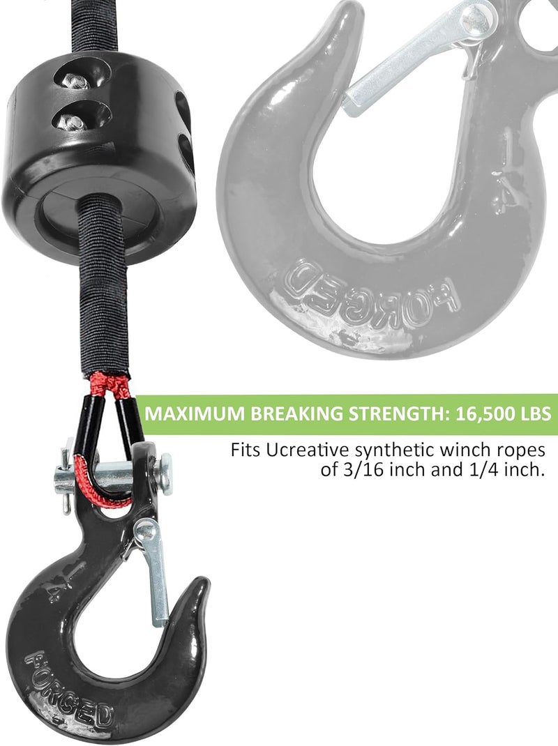 RACOONA Winch Hook,Chain Hook,1/4 inch Clevis Slip Hook with Safety Latch,Car Accessories Heavy Duty Safety Chain Hook,Forged Steel Towing Winch Hook for ATV UTV,Fit 3/16” 1/4” Synthetic Winch Rope - Image 4